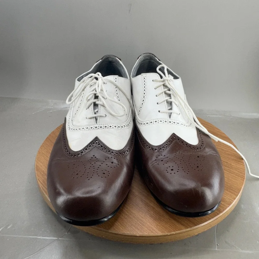 Aris Allen Mens Spectator Oxford Shoes 15 Brown White Wingtip Swing Dance